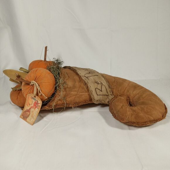 Cornucopia Horn Of Plenty Basket Thanksgiving Handmade Fabric Table Wall Mount - Picture 12 of 16